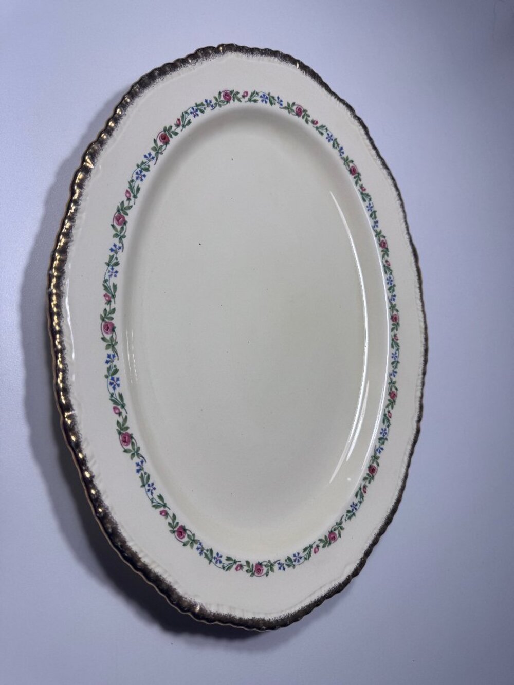 Vintage Ridgways Staffordshire 22K Gold Floral Serving Platter 14"